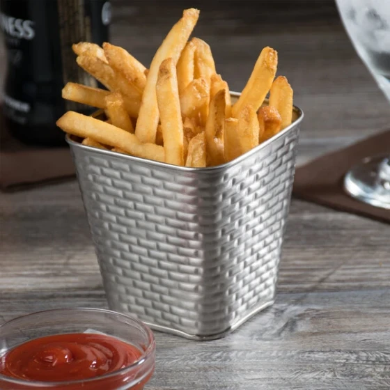 TableCraft GTSS4 Brickhouse Collection 20 oz. Stainless Steel Square Fry Cup