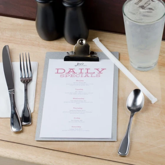 Menu Solutions ALSIN46-CLIP 4" x 6" Alumitique Customizable Single Panel Aluminum Clipboard Menu Board with Brushed Finish
