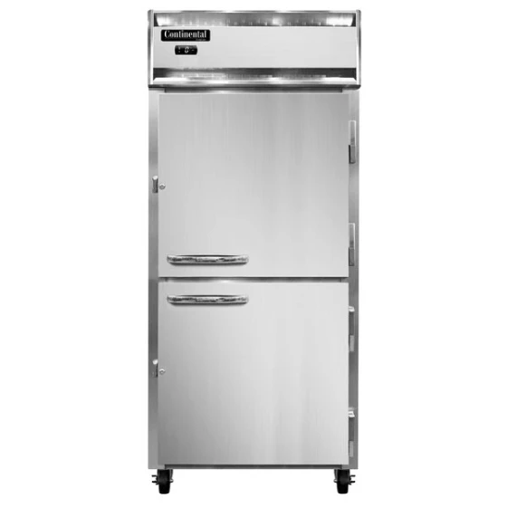Continental Refrigerator 1FXSN-SS-HD 36 1/4" Half Door Extra Wide Shallow Depth Reach-In Freezer - 26 Cu. Ft.