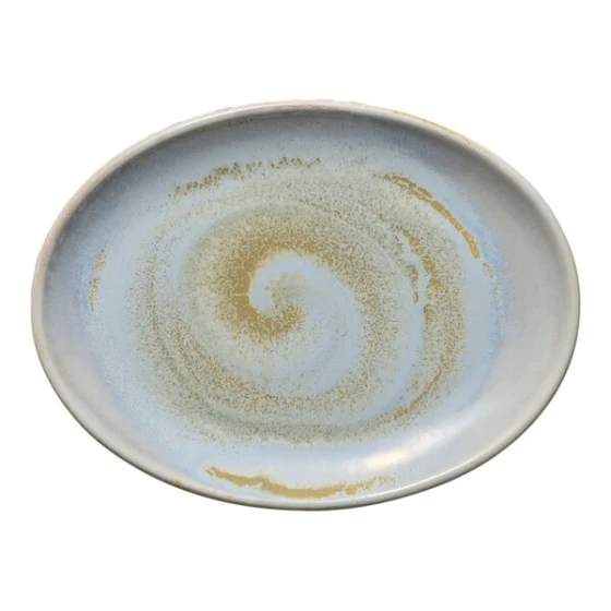 Heart & Soul Perfect Match 10" x 7 1/2" Breeze Porcelain Oval Coupe Platter - 6/Case