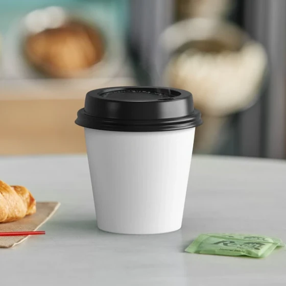 Choice 8 oz. White Poly Paper Hot Cup and Lid - 100/Case