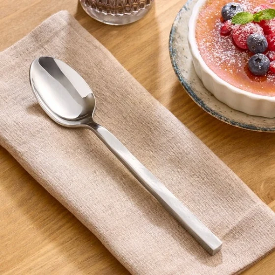 Acopa Architect 8 1/4" 18/10 Stainless Steel Forged Extra Heavy Weight Dessert Spoon - 12/Case