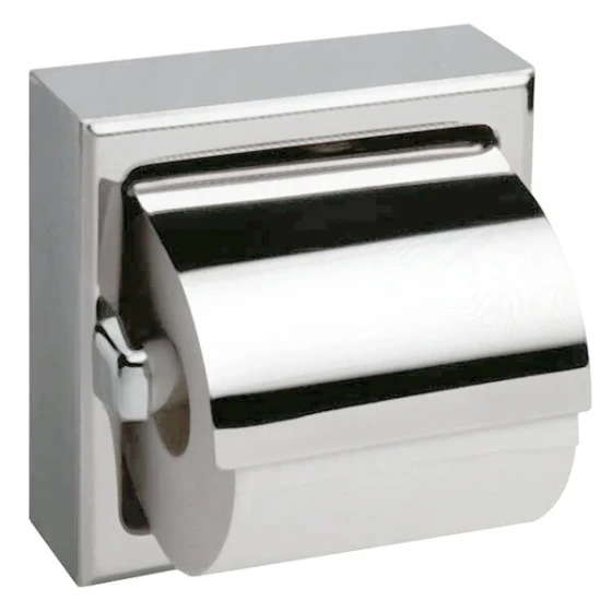 Bobrick B-6699 Surface-Mounted Toilet Tissue Dispenser with Hood and Bright Polished Finish