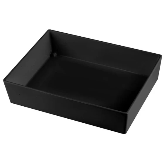 TableCraft CW5004BK Simple Solutions 1/2 Size Black Cast Aluminum Straight Sided Bowl - 3" Deep