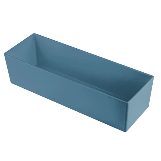 TableCraft CW5010PB Simple Solutions 1/2 Size Long Pigeon Blue Cast Aluminum Deep Straight Sided Bowl - 5" Deep