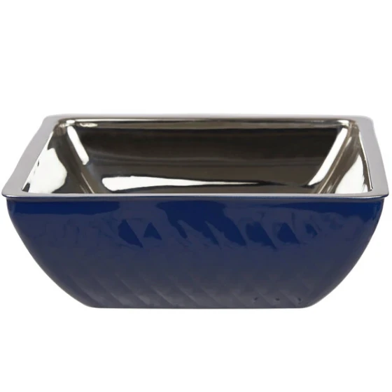 Bon Chef Diamond Collection Cold Wave 4 Qt. Cobalt Blue Triple Wall Square Bowl