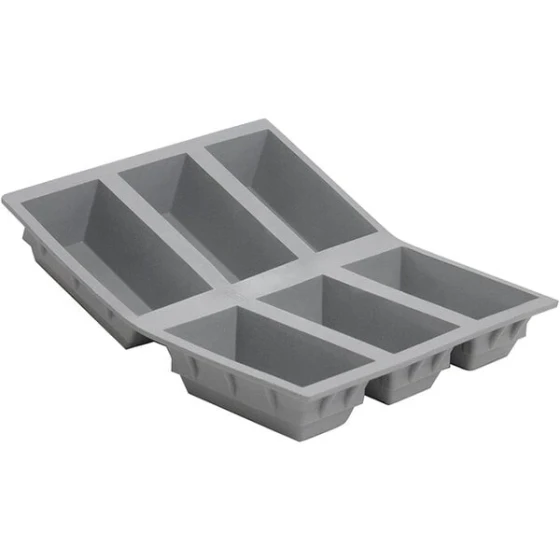 de Buyer Elastomoule 8 1/4" x 7" 6-Compartment Mini Loaf Silicone Baking Mold 1831.21D