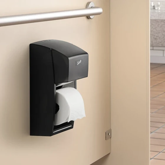 Scott® 09021 Black Standard Double Roll Vertical Toilet Paper Dispenser
