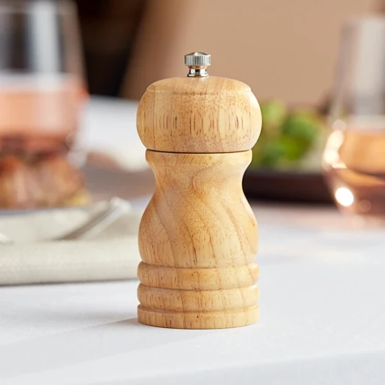 Acopa 4" Matte Natural Wooden Salt / Pepper Mill