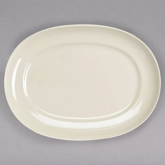 Homer Laughlin from Steelite International HL12232100 RE-21 10" x 7 9/16" Ivory (American White) Oval China Platter - 24/Case