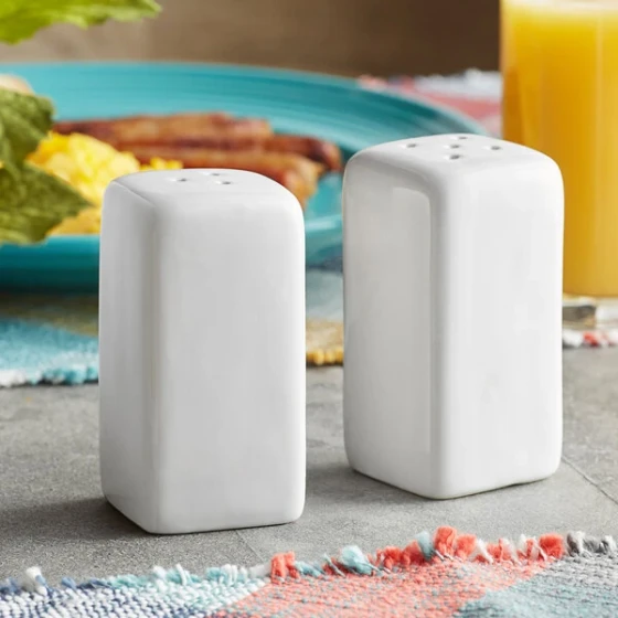 American Metalcraft CSPS3 2.5 oz. Ceramic Square Salt and Pepper Shaker Set