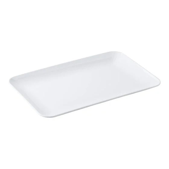 TableCraft Sierra Collection 17" x 11" Rectangular White Melamine Serving Platter - 5/Case