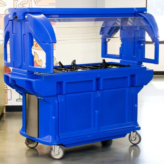 Cambro VBRU5186 Navy Blue 5' Versa Ultra Food / Salad Bar with Storage and Standard Casters
