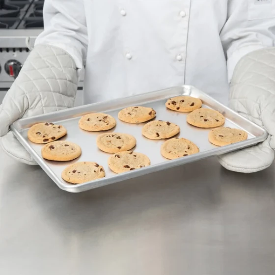 Chicago Metallic 40950 Half Size 14 Gauge 12 7/8 inch x 17 3/4 inch Sanitary Open Bead/Semi-Curled Rim Aluminum Sheet Pan