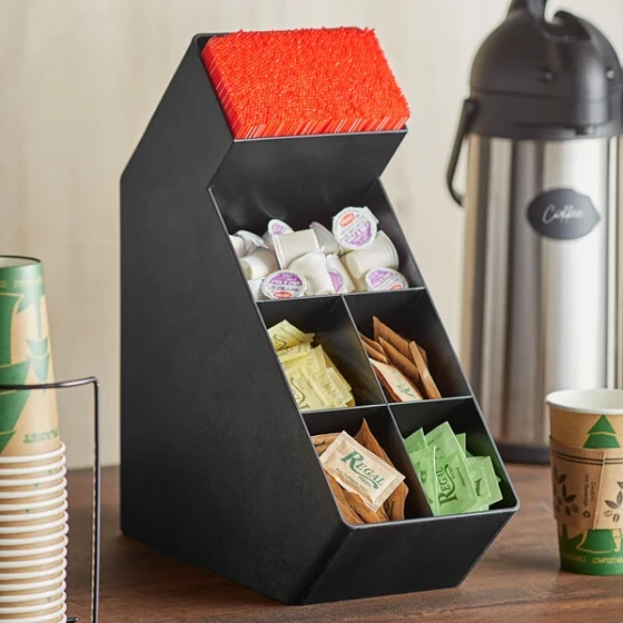 Choice Black Plastic Countertop Condiment Organizer