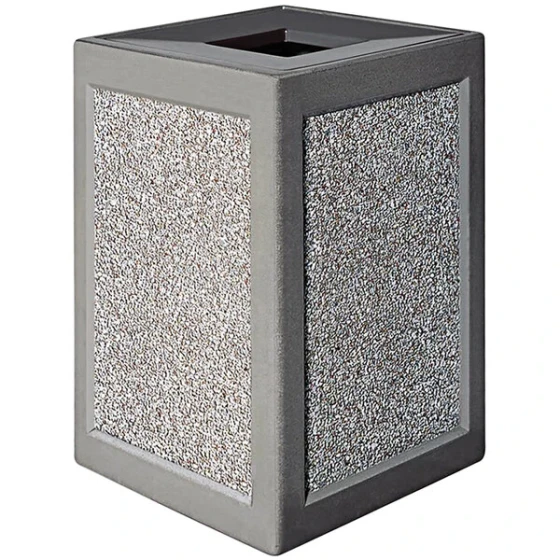 Wausau Tile TF1240 Auto Attendant 22 Gallon Concrete Square Trash Can with Aluminum Lid