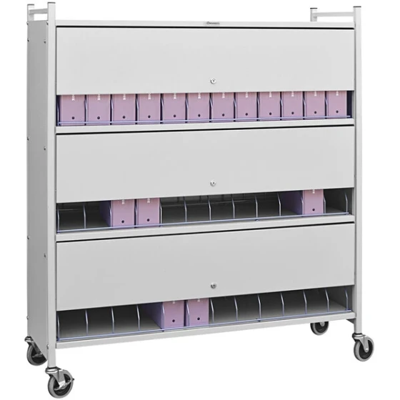 Omnimed Omnicart Light Gray 24-Binder Big Beam Closed Cart with Locking Doors 281524-LGX