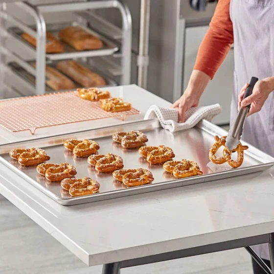 Baker's Lane USA Full Size 16 Gauge 18 inch x 26 inch Wire in Rim Aluminum Bun / Sheet Pan