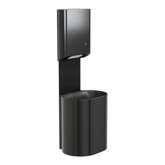 Bradley Elvari 2B5-113600 Surface-Mounted Black Stainless Steel C-Fold / Multifold Paper Towel Dispenser with 18 Gallon Waste Receptacle