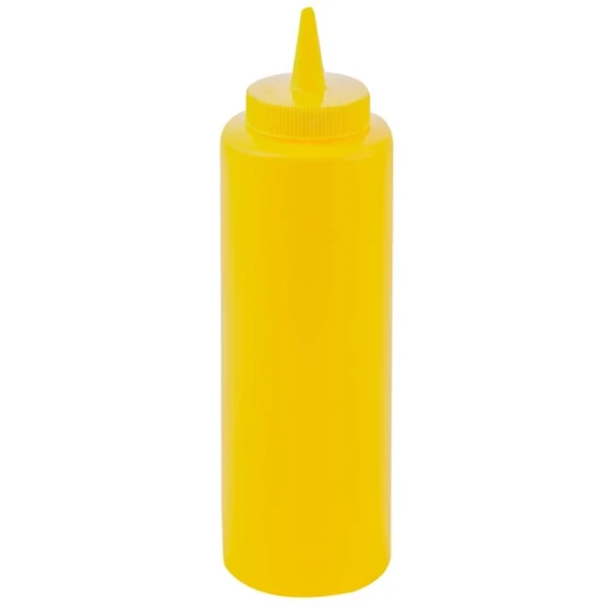 TableCraft 112M 12 oz. Yellow Cone Tip Squeeze Bottle with 38 mm Opening - 12/Pack