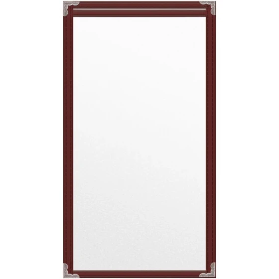 H. Risch, Inc. TES Deluxe Sewn 5 1/2" x 11" Maroon 2 View Vinyl Menu Cover with Silver Decorative Corners and Matte Finish