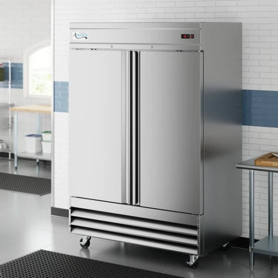 Avantco SS-2F-HC 54" Stainless Steel Two Section Solid Door Reach-In Freezer