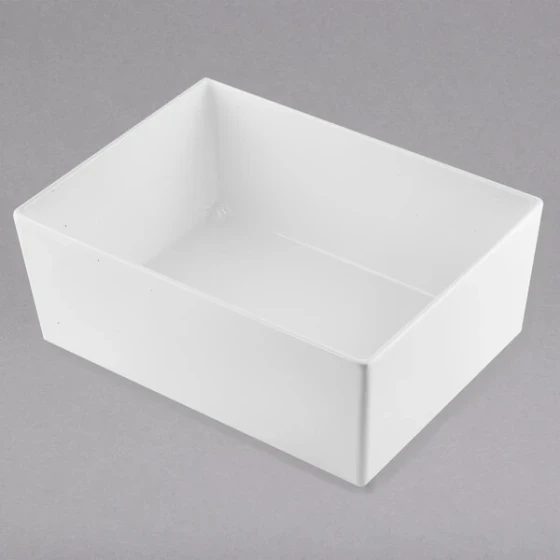 TableCraft CW5006W Simple Solutions 1/2 Size 8 Qt. White Cast Aluminum Deep Straight Sided Bowl - 5" Deep
