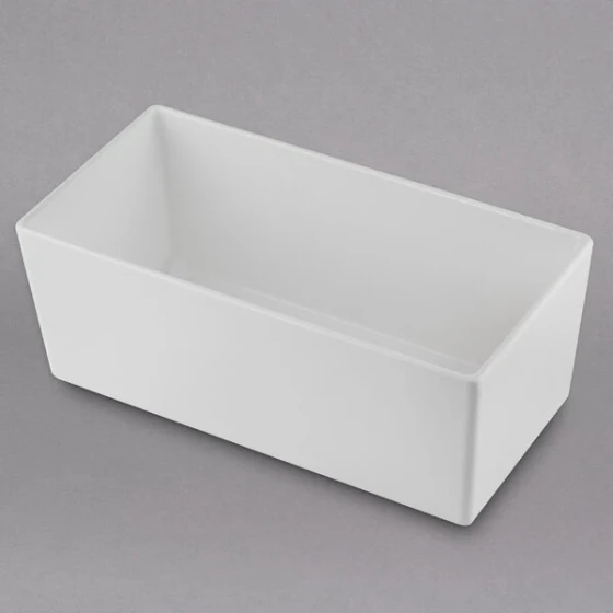 TableCraft CW5014W Simple Solutions 1/3 Size White Cast Aluminum Deep Straight Sided Bowl - 5" Deep