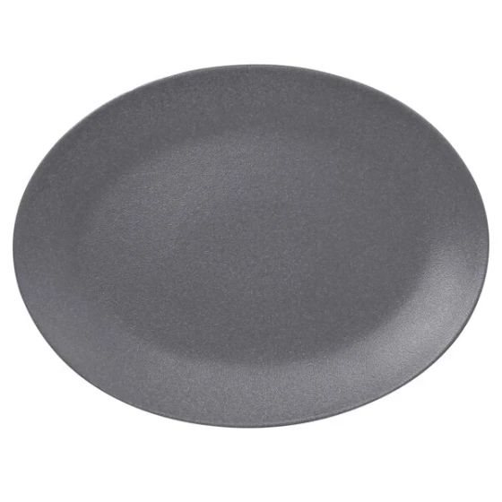 RAK Porcelain Neo Fusion 12 9/16" x 9 1/16" Stone Gray Porcelain Oval Coupe Platter - 6/Case
