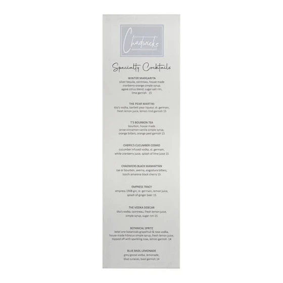 Choice 4 1/4" x 14" Rounded Corner Customizable Waterproof Menu