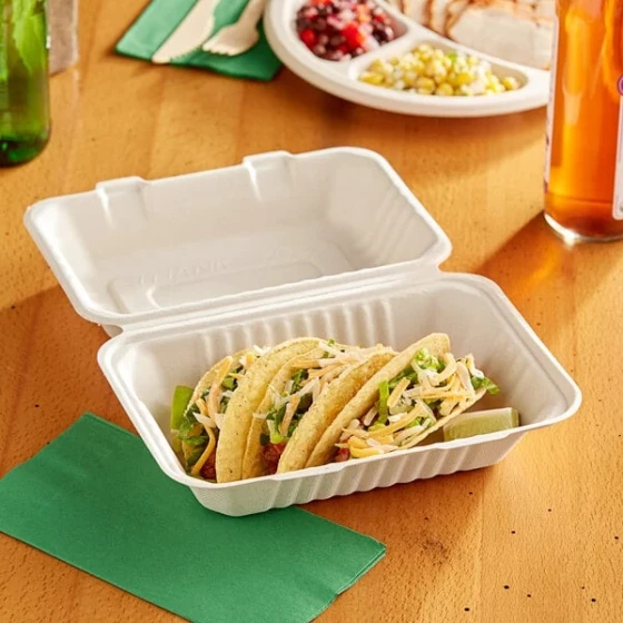 EcoChoice 9" x 6" x 3" Natural Plant Fiber Take-Out Container - 200/Case