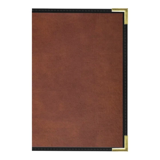 H. Risch, Inc. 5 1/2" x 8 1/2" Brown Tuxedo Leather Customizable 3 View Menu Cover with Interior Pockets