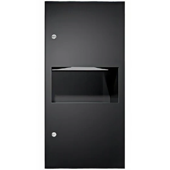 American Specialties, Inc. Simplicity 10-64623-41PC Matte Black Recessed Paper Towel Dispenser with 2.2 Gallon Waste Receptacle