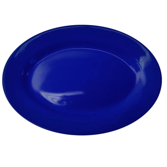 International Tableware Cancun 12 1/2" x 9" Cobalt Blue Stoneware Wide Rim Platter - 12/Case