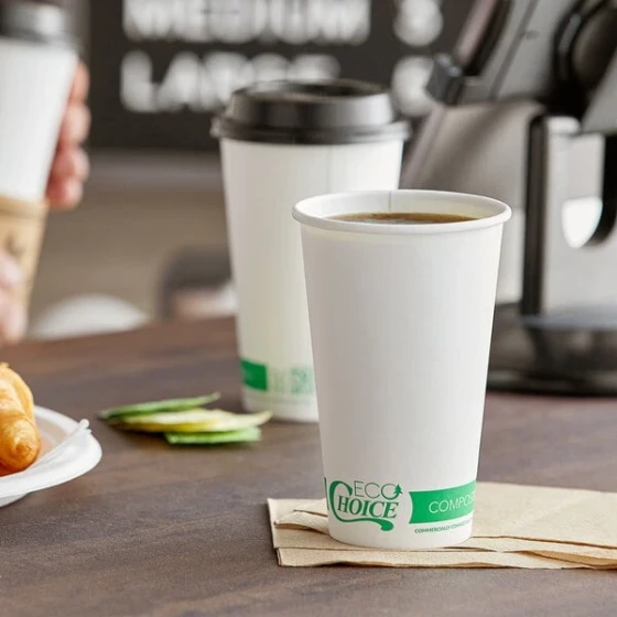 EcoChoice 16 oz. White Compostable Paper Hot Cup - 1,000/Case