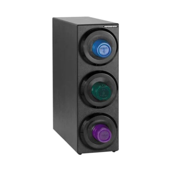 Dispense-Rite Black Polystyrene One-Size-Fits-All 3-Compartment Countertop Cup Dispenser SLR-S-3BT