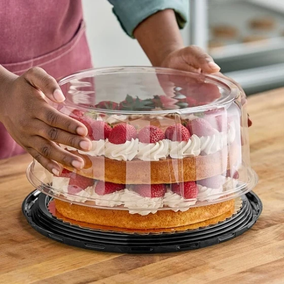D&W Fine Pack 10" High Dome Cake Display Container with Clear Scalloped Dome Lid - 60/Case