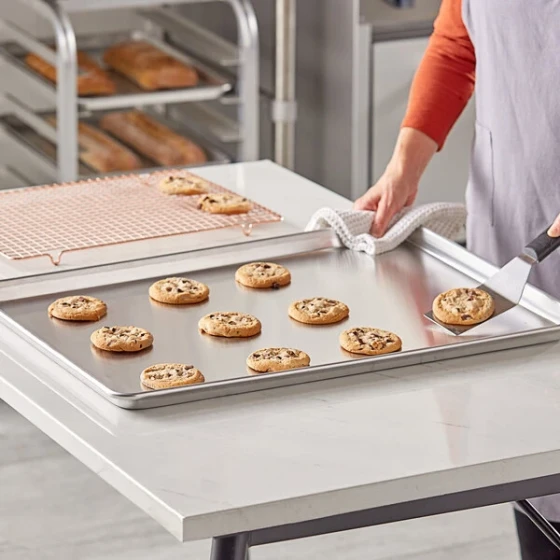 Baker's Lane USA Full Size 18 Gauge 18 inch x 26 inch Wire in Rim Aluminum Bun / Sheet Pan