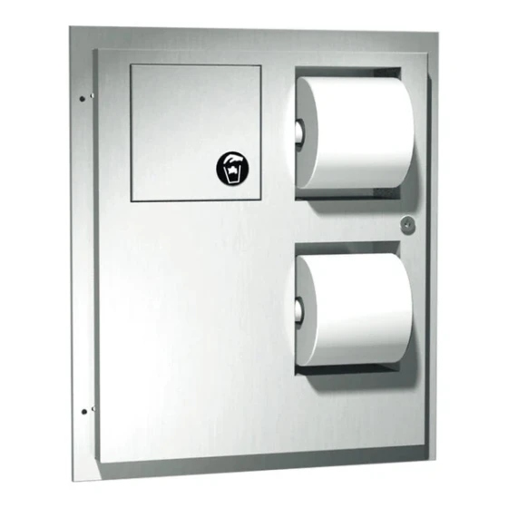 American Specialties, Inc. 10-04813 Stainless Steel Partition-Mounted Dual Access Toilet Tissue Dispenser with Disposal Bin
