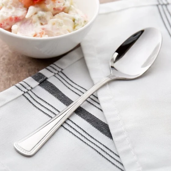 Oneida Needlepoint by 1880 Hospitality 2544STSF 6" 18/8 Stainless Steel Extra Heavy Weight Teaspoon - 36/Box