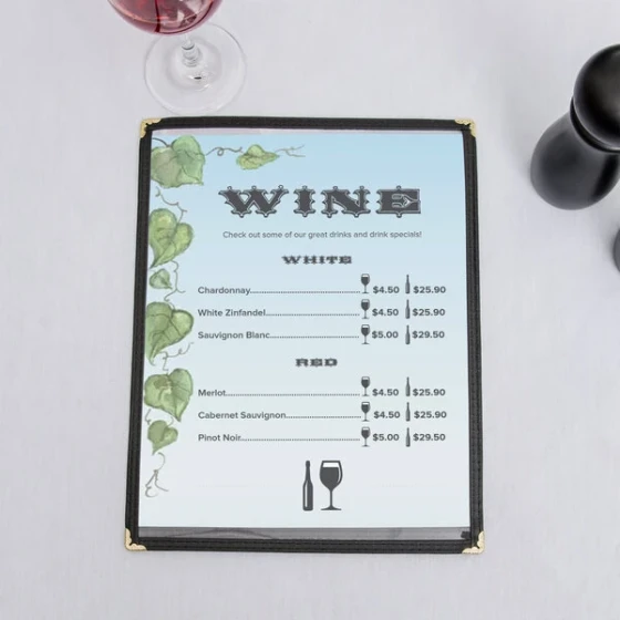 Choice 8 1/2" x 11" Menu Paper - Wine CountryThemed Grapevine Design Left Insert - 100/Pack