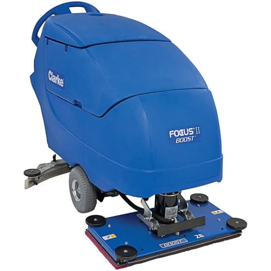 Clarke 05405A Focus II DISC28 28" Cordless Walk Behind Disc Floor Scrubber with Chemical Mixing System - 23 Gallon