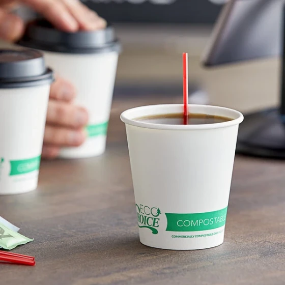 EcoChoice 10 oz. White Compostable Paper Hot Cup - 50/Pack