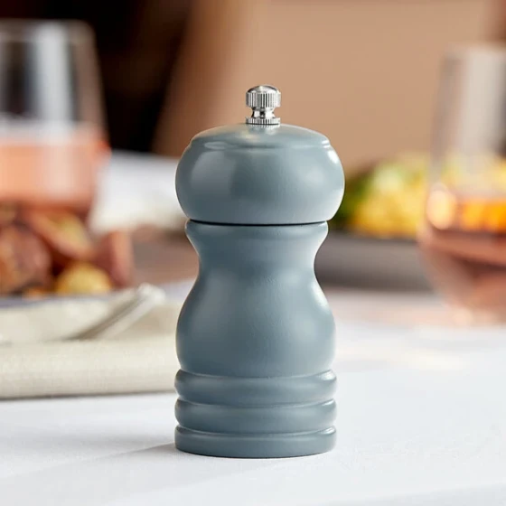 Acopa 4" Matte Steel Blue Wooden Salt / Pepper Mill