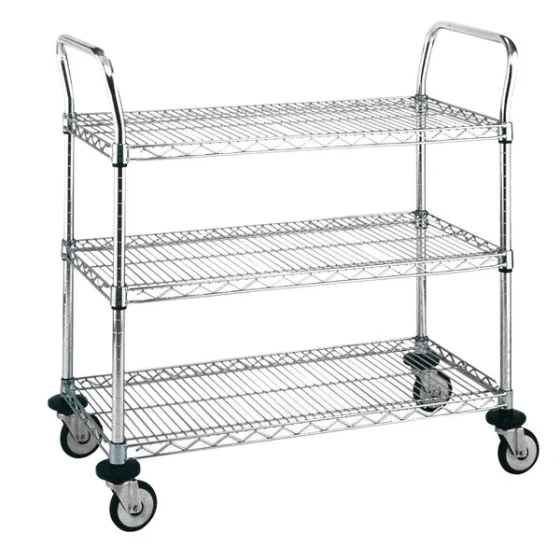Metro MW708 Super Erecta 21" x 36" x 39" Three Shelf Standard Duty Stainless Steel Utility Cart