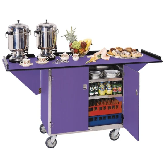 Lakeside 675P Stainless Steel Drop-Leaf Beverage Service Cart with 3 Shelves and Purple Finish - 44 1/4" x 24" x 38 1/4"