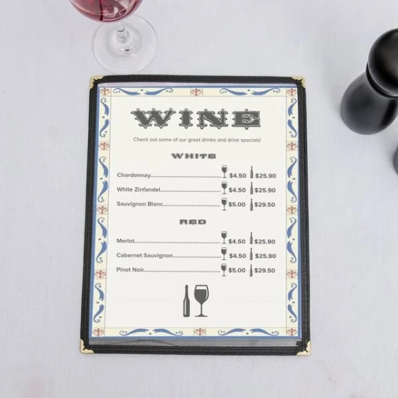 Choice 8 1/2" x 11" Menu Paper Left Insert - Mediterranean Border - 100/Pack