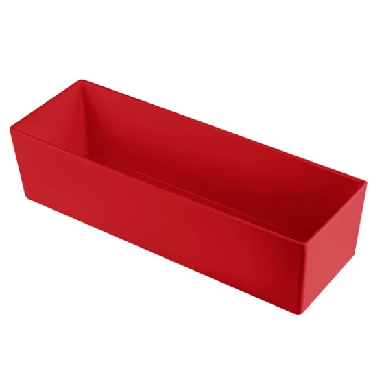 TableCraft CW5010R Simple Solutions 1/2 Size Long Red Cast Aluminum Deep Straight Sided Bowl - 5" Deep