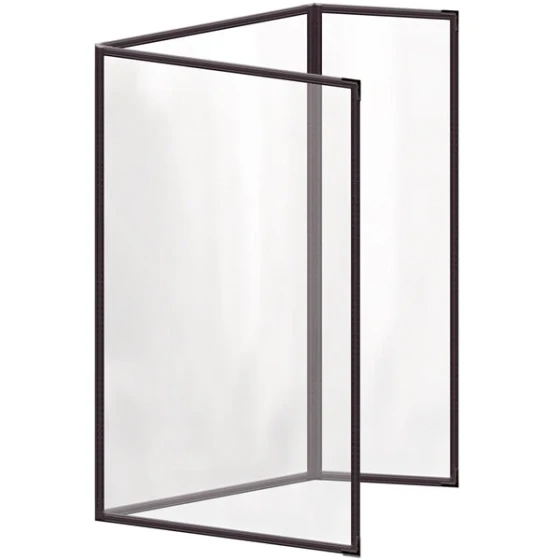 H. Risch, Inc. TEDQ Deluxe Sewn 8 1/2" x 14" Brown 6 View Menu Cover with Black Smooth Corners and Glossy Finish