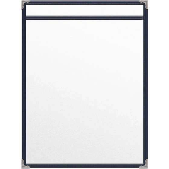 H. Risch, Inc. TES Deluxe Sewn 8 1/2" x 11" Blue 2 View Vinyl Menu Cover with Silver Decorative Corners and Matte Finish